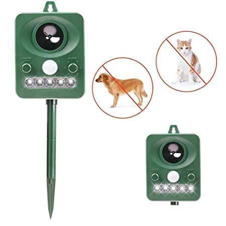 Dog Repellent, Outdoor Solar Powered and Weatherproof Ultrasonic Dog/Cat/Mosquito Repeller